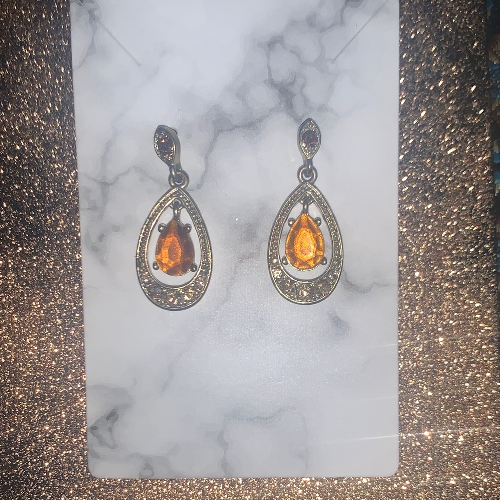 Elegant Citrine Orange Teardrop Earrings